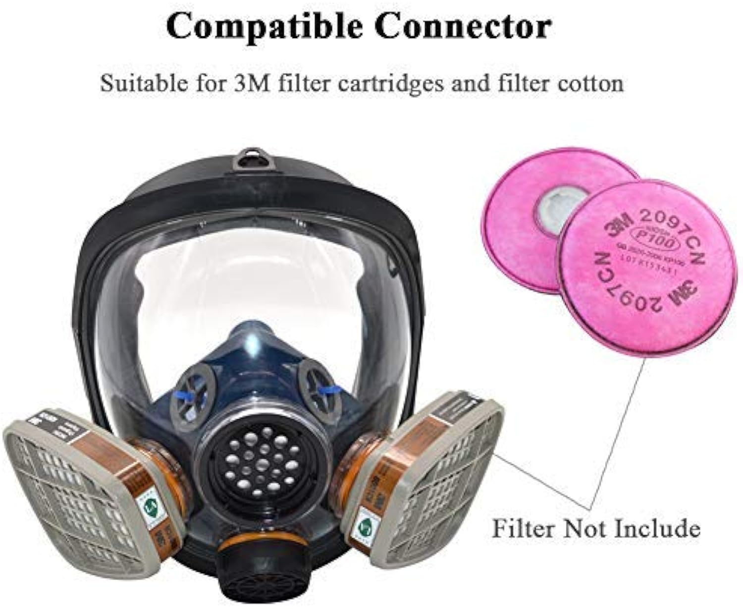 UOPASD Full Face Respirator Mask,Gas Mask Protect Against Harmful Gas,Dust,Chemicals, Safety Mask with Active Carbon Filter