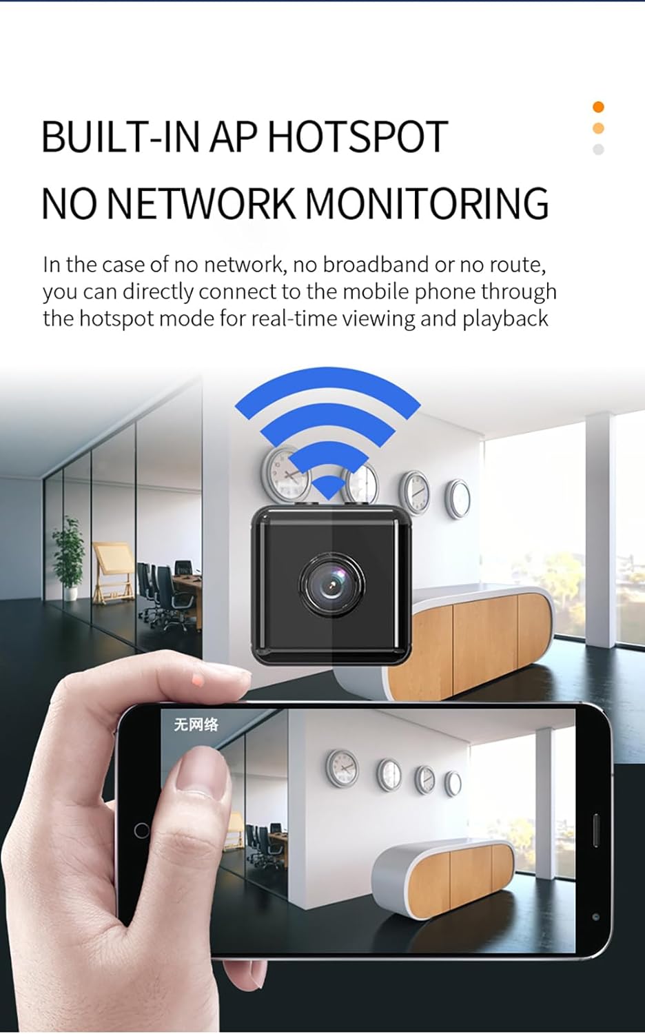 Wireless Security Camera for Home Indoor Outdoor Nanny Cam 1080P Car Smart Camera Baby for Hous Office Mobile APP Remote No Need Wifi Camera