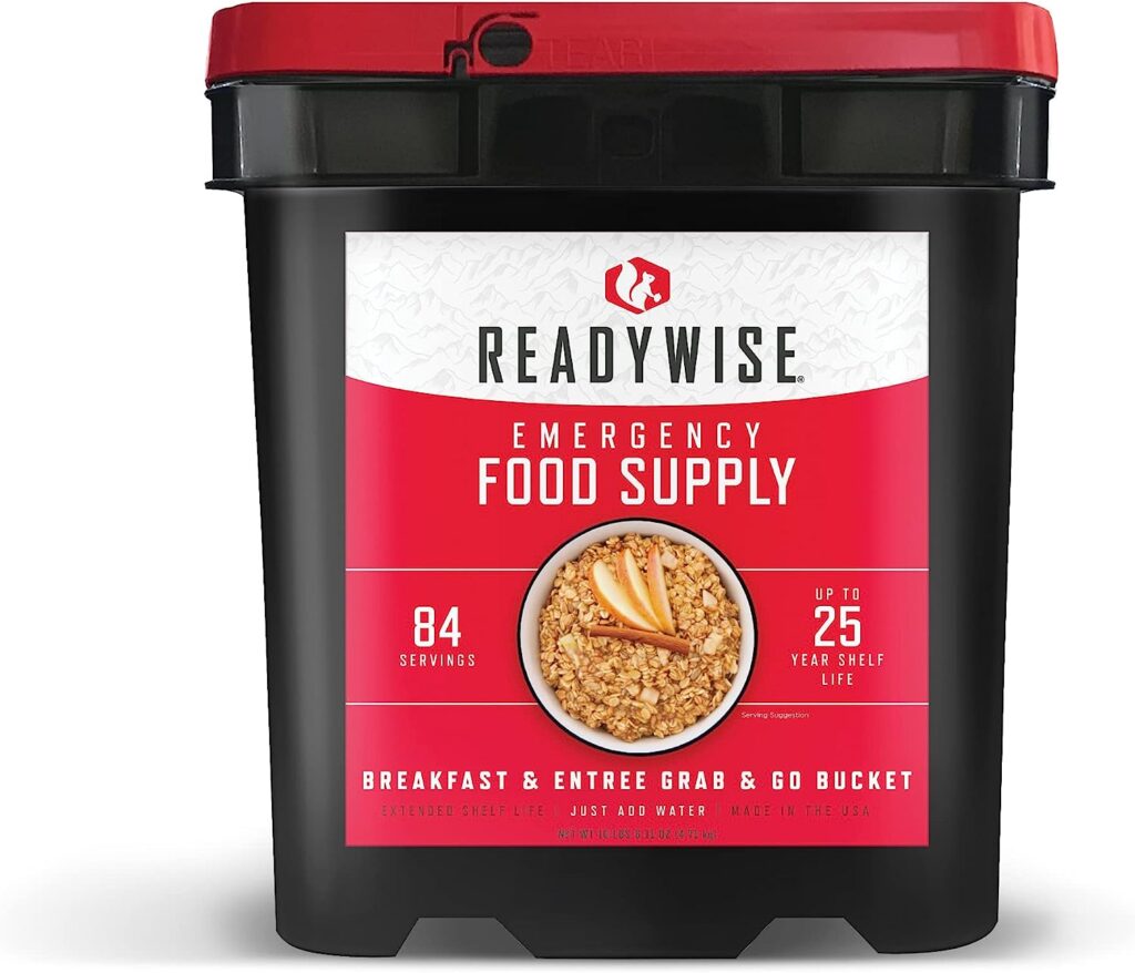 ReadyWise Emergency Food Supply, Freeze-Dried Survival Food for Emergencies, Breakfast, Lunch, and Dinner Grab-and-Go Bucket, 1 Bucket, 25-Year Shelf Life, 84 Servings Total