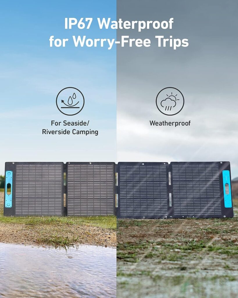 Anker 531 Solar Panel, 200W Foldable Portable Solar Charger, IP67 Waterproof, 23% Higher Energy Conversion Efficiency, Smart Sunlight Alignment via Suncast, for Camping, RV (Only for 767 Powerhouse)