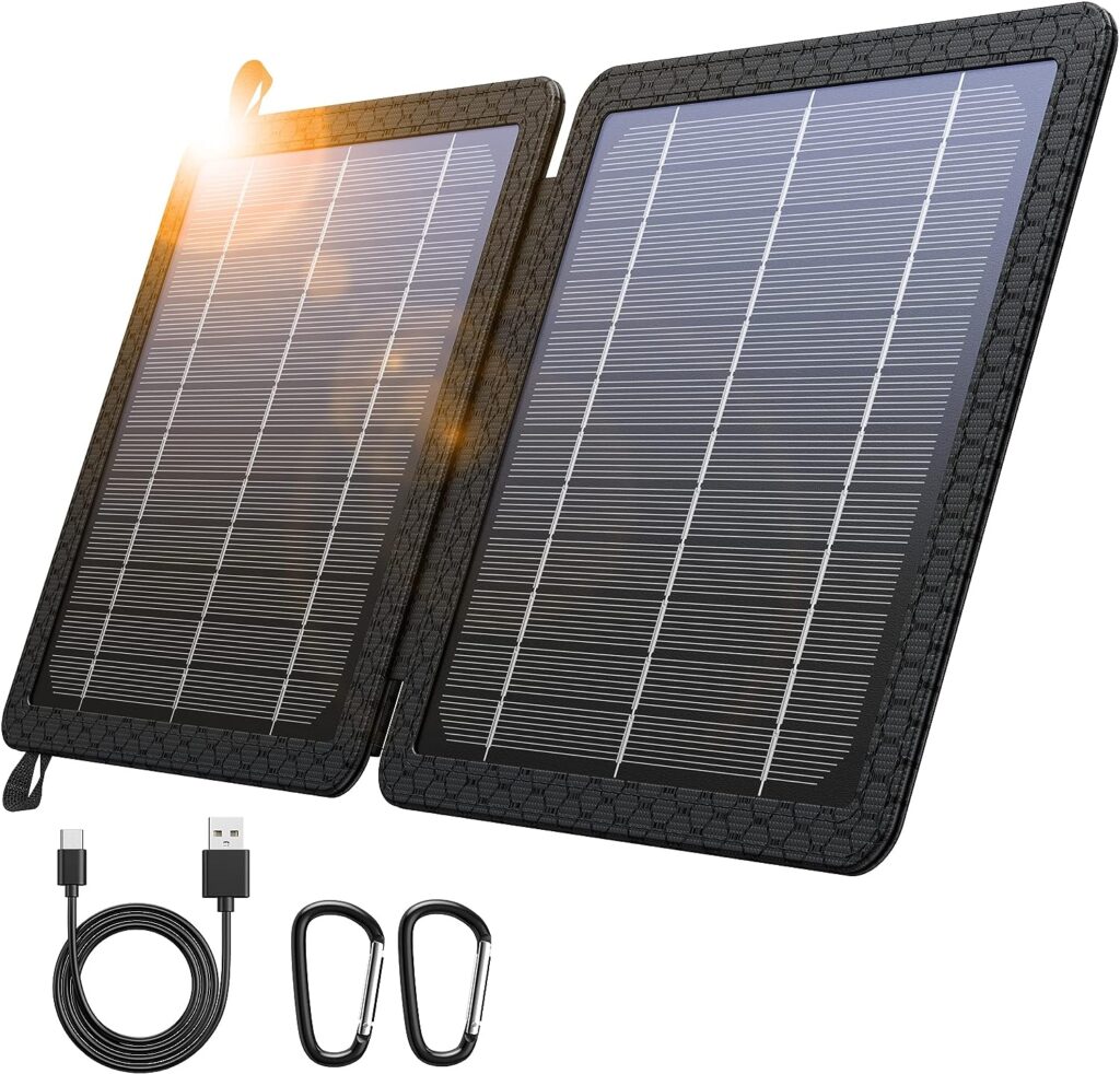 BLAVOR 10W Portable Solar Charger(5V/2A Max), Waterproof IP65 Foldable Solar Panel with Dual Smart USB Output Compatible with iPhone Xs/X/8/7, iPad, Samsung for Outdoor Hiking Camping Backpacking