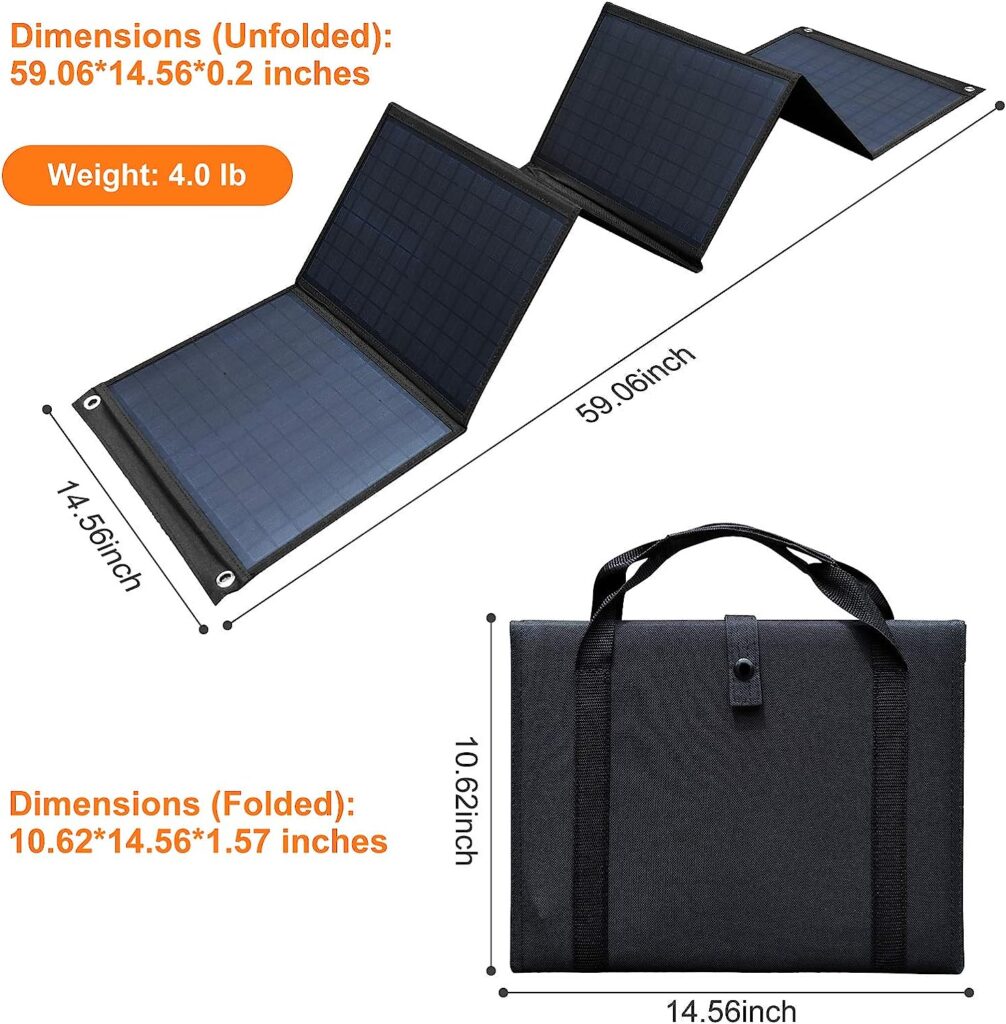 Keshoyal Foldable Solar Panel â 60W Portable Solar Panels with 5V USB and 18V DC for Camping,Cell Phone,Tablet and 5-18V Devices â Compatible with Solar Generators Power Stations