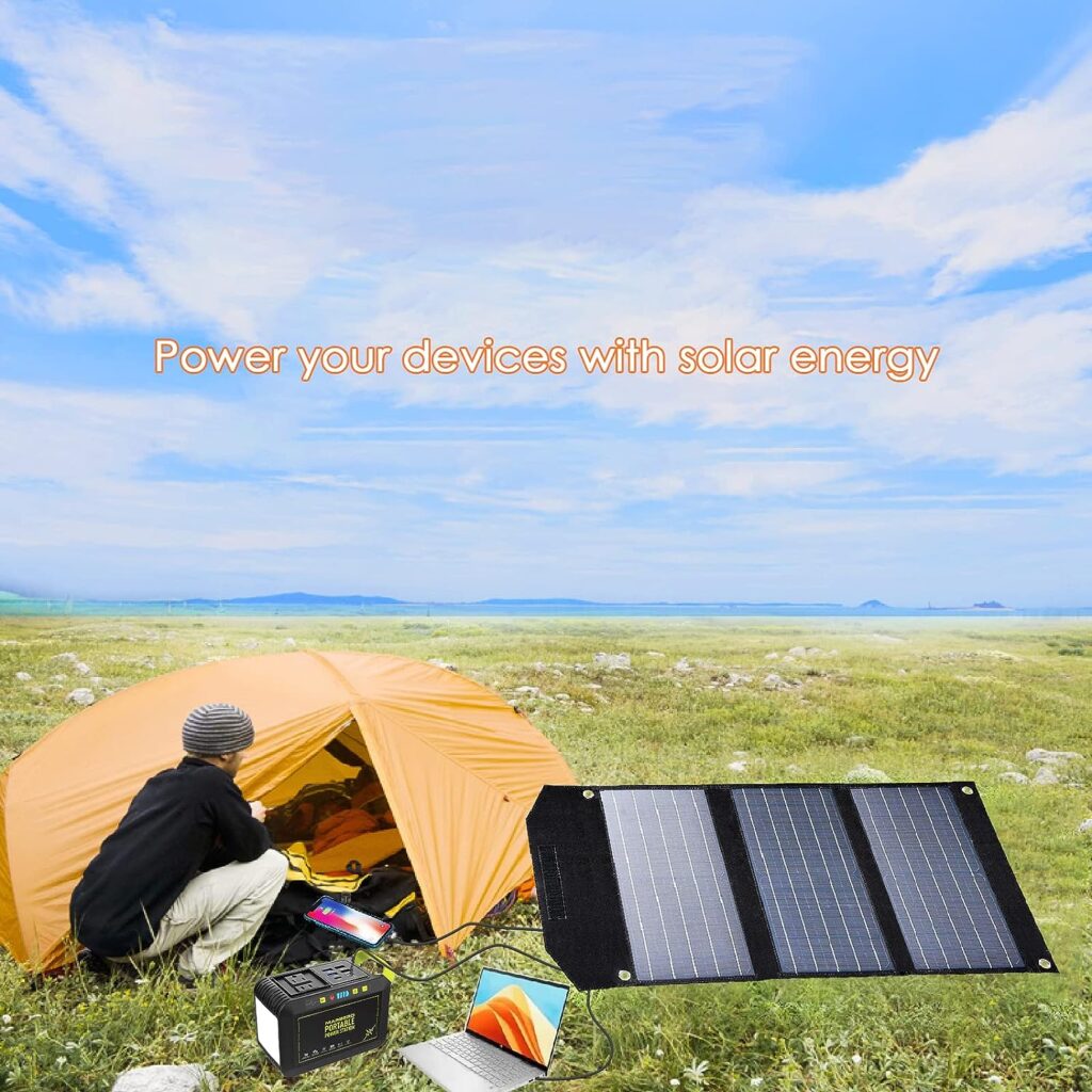 MARBERO 30W Portable Solar Panels, Foldable Solar Panel Battery Charger for Portable Power Station Generator, Ipad, Laptop, QC3.0 USB Ports  DC Output, for Camping Van RV Trip