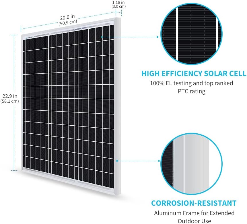 Renogy 50 Watt 12 Volt Monocrystalline Solar Panel (Compact Design)