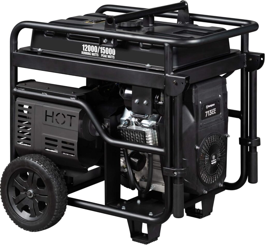 Westinghouse Outdoor Power Equipment 15000 Peak Watt Home Backup Portable Generator, Remote Electric Start with Auto Choke, Transfer Switch Ready 30A  50 Outlets, Gas Powered, CARB Compliant,Black